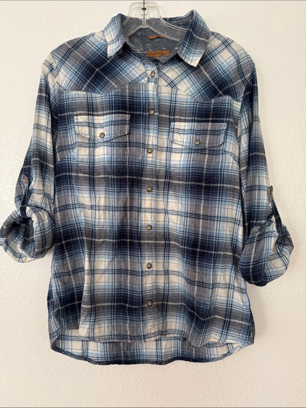 JACHS Girlfriend Blue & White Plaid Button-Down Shirt
